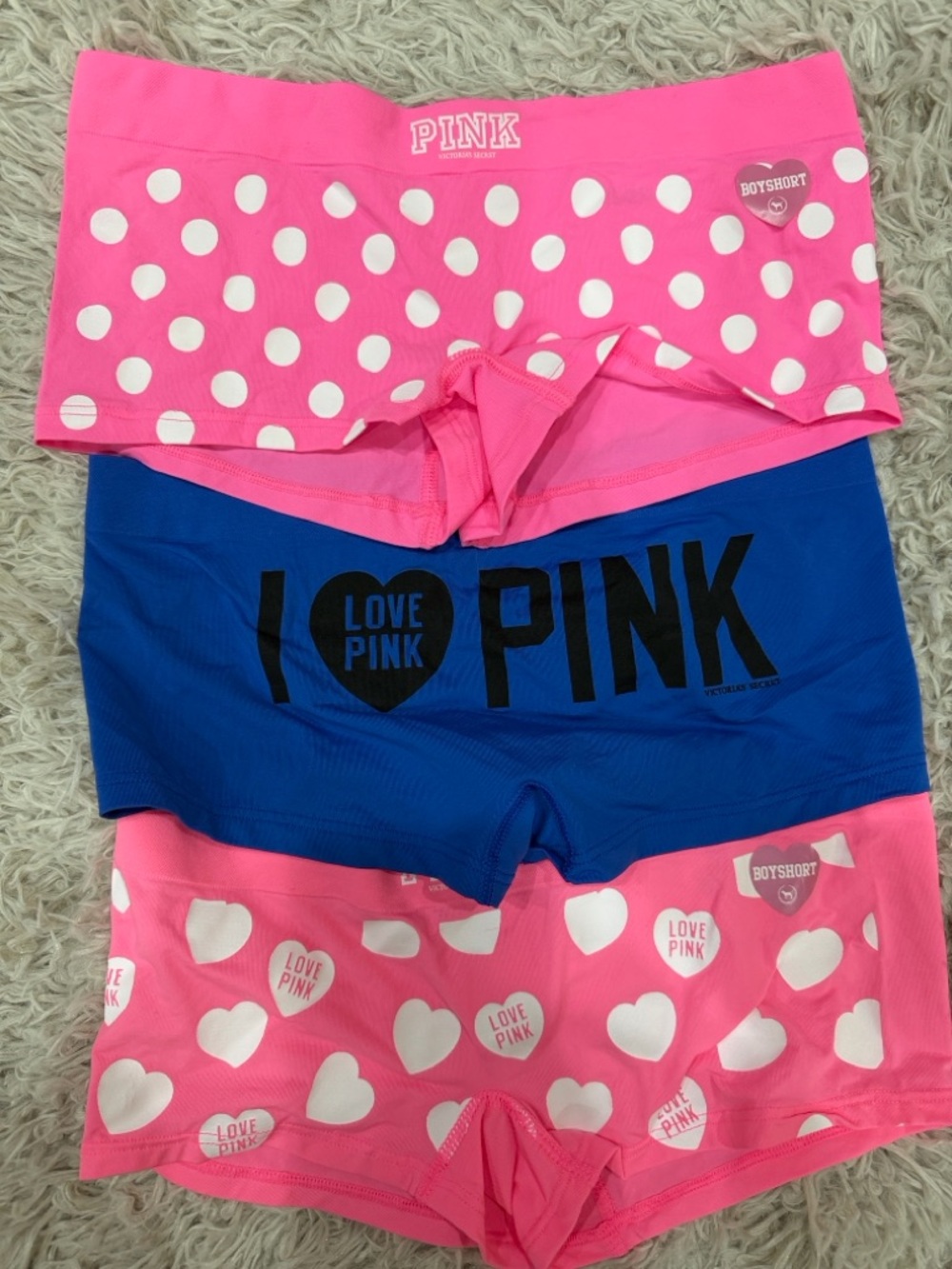 NWT Set of 3 VTG 2010 Rare Y2K Victoria's Secret PINK Boyshort Panties Small